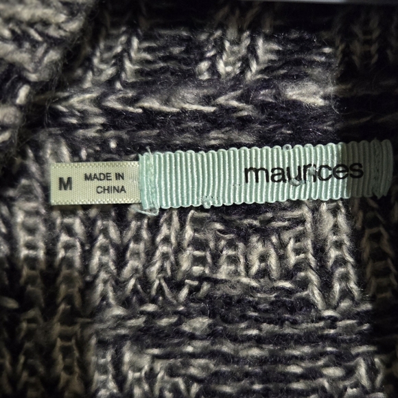 ❄️☃️❄️Maurice's marled black southwestern pattern open front cardigan, sz M - Picture 2 of 4